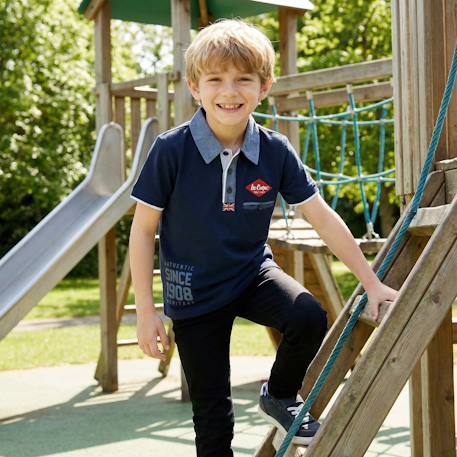 Polo avec col chemise ouverture boutonnée Marine+Noir+Rouge+Vert 2 - vertbaudet enfant 