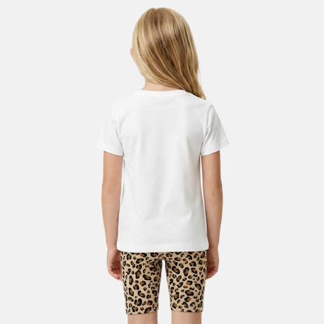 Ensemble  fille -  t-shirt manches courtes et short motif léopard Blanc+Noir+Rosatre 3 - vertbaudet enfant 