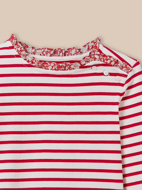 T-shirt marinière fille tissu liberty - coton biologique Liberty lizzy 2 - vertbaudet enfant 