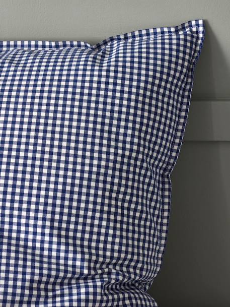 Taie d'oreiller percale de coton 'vichy' Vichy curry+Vichy marine 4 - vertbaudet enfant 