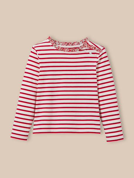 T-shirt marinière fille tissu liberty - coton biologique Liberty lizzy 1 - vertbaudet enfant 