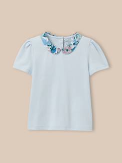 -T-shirt col en tissu liberty fille - coton biologique