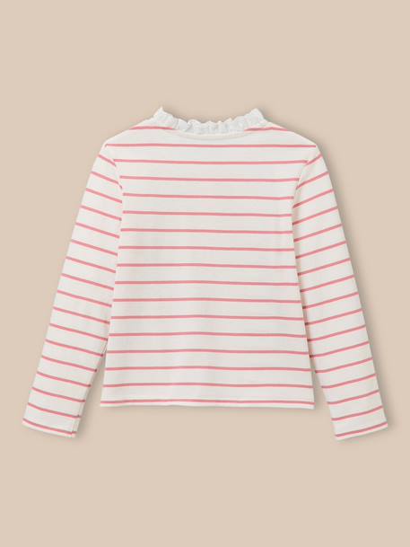 T-shirt  en coton biologique - collection junior Rayure rose 2 - vertbaudet enfant 