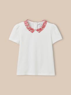 -T-shirt col en tissu liberty fille - coton biologique