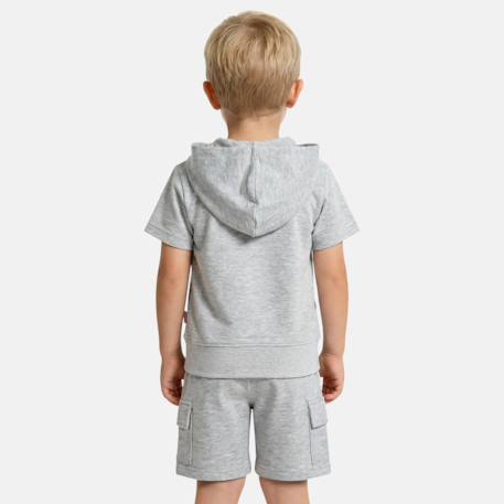 Ensemble garçon t-shirt manches courtes à capuche et short Bleu+Gris+Kaki 6 - vertbaudet enfant 
