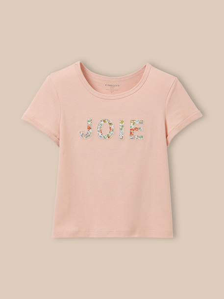 Fille-T-shirt, sous-pull-T-shirt-T-shirt fille message en tissu liberty - coton biologique