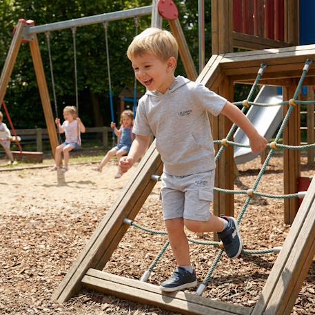 Ensemble garçon t-shirt manches courtes à capuche et short Bleu+Gris+Kaki 5 - vertbaudet enfant 