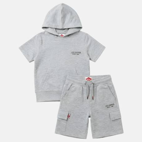 Ensemble garçon t-shirt manches courtes à capuche et short Bleu+Gris+Kaki 7 - vertbaudet enfant 