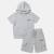 Ensemble garçon t-shirt manches courtes à capuche et short Bleu+Gris+Kaki 7 - vertbaudet enfant 