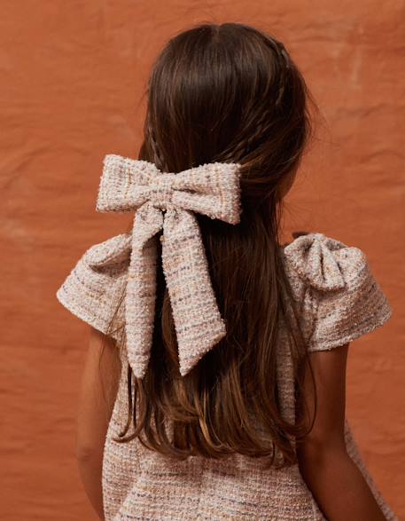 Fille-Barrette à cheveux avec nœud en tweed
