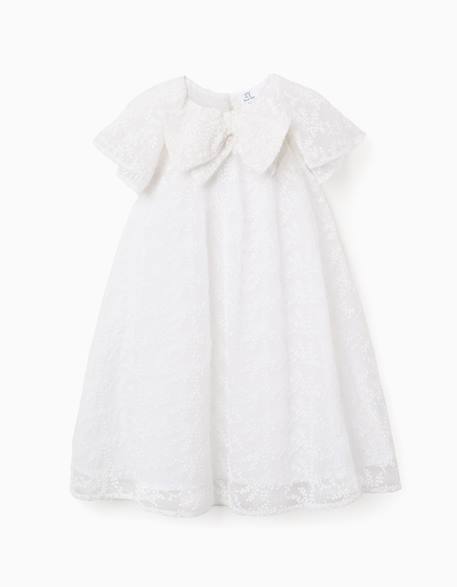 Robe avec nœud et manches cape à volants Blanc 2 - vertbaudet enfant 