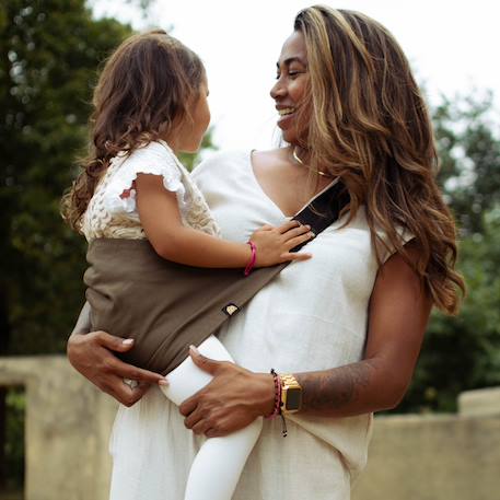 Porte bébé enfant en lin brown Marron, noir 5 - vertbaudet enfant 