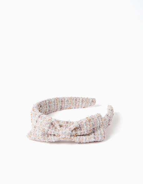 Serre-tête rembourré en tweed avec nœud Rose clair 3 - vertbaudet enfant 