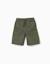 Short cargo en sergé avec cordon de serrage Beige+Vert foncé 6 - vertbaudet enfant 