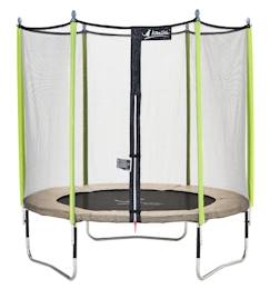 Trampoline jardin ø 250?cm + filet de sécurité - jumpi 250 - taupe/vert  - vertbaudet enfant