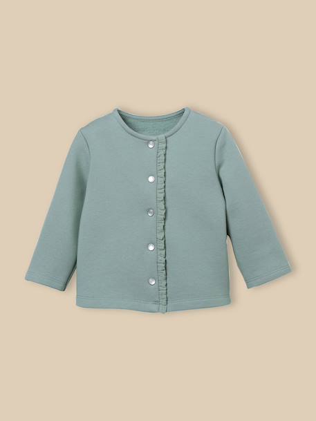 Cardigan en molleton bébé - coton biologique Celadon 1 - vertbaudet enfant 