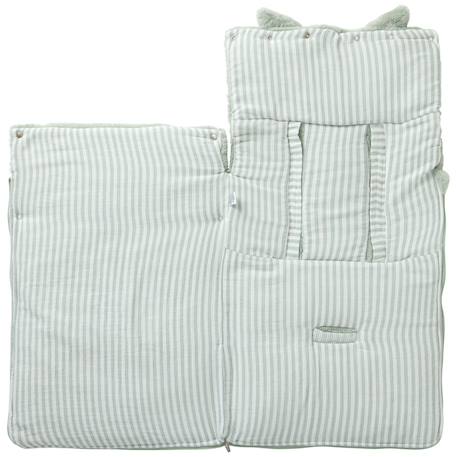 Nid d’ange fausse fourrure doublé gaze de coton rayé vert de gris (0-6 mois) Vert de gris, blanc 2 - vertbaudet enfant 