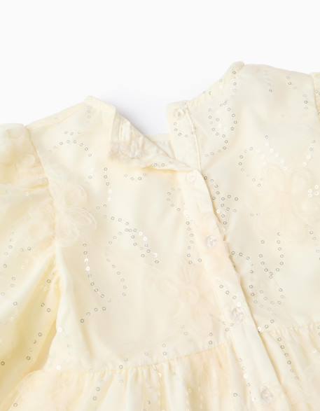 Robe à manches bouffantes et fleurs 3d Blanc 4 - vertbaudet enfant 