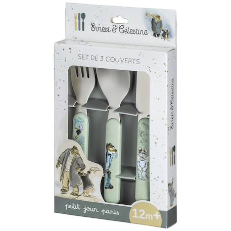 Set de 3 couverts ernest et célestine Vert 2 - vertbaudet enfant 
