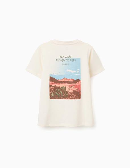 T-shirt en coton avec imprimés lanzarote Beige clair 4 - vertbaudet enfant 