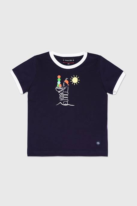 T-shirt en coton léger langoustine enfant - sérigraphie g blanc+- sérigraphie g marine dee 4 - vertbaudet enfant 