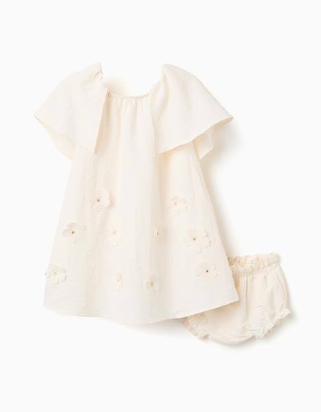 Robe avec appliqué floral + bloomer Beige clair 2 - vertbaudet enfant 