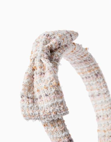 Serre-tête rembourré en tweed avec nœud Rose clair 4 - vertbaudet enfant 