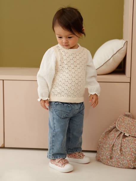 Baskets scratchées bébé rayé bleu+rose imprimé 16 - vertbaudet enfant 