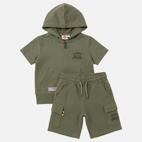 Ensemble garçon t-shirt manches courtes zippé et short Beige+Bleu+Kaki+Marine 9 - vertbaudet enfant 