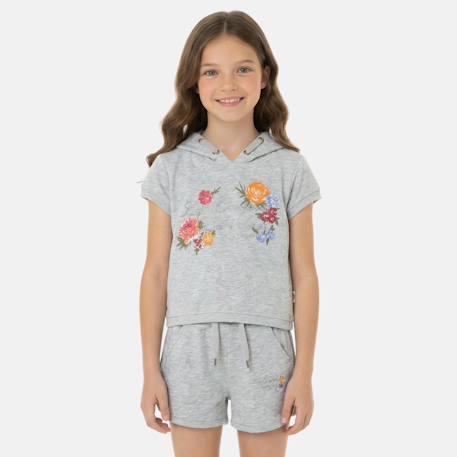 VERTBAUDET Ensemble Tee-Shirt Manches Volantées + Pantalon Fluide Imprimé Fille – Bleu Grisé – Look Craquant Et Confortable 12 Ans