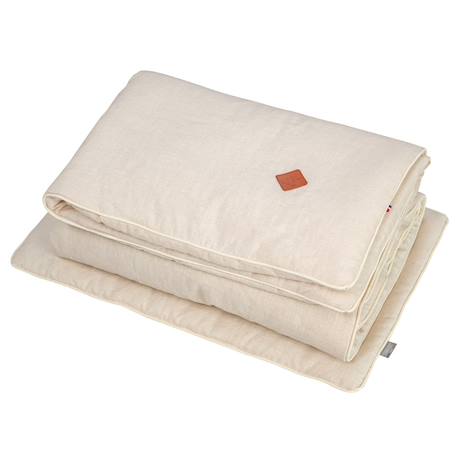 Couette et oreiller - prêt à dormir en lin Beige+Écru+Vert de gris 2 - vertbaudet enfant 