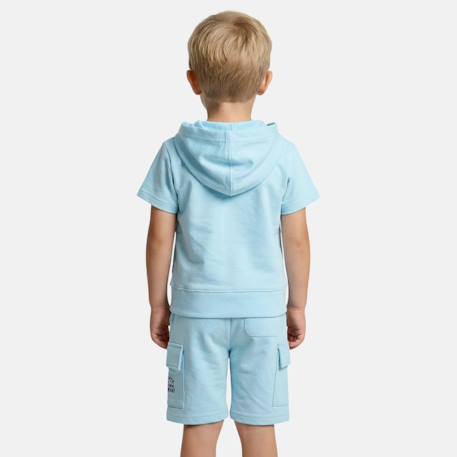 Ensemble garçon t-shirt manches courtes zippé et short Beige+Bleu+Kaki+Marine 5 - vertbaudet enfant 