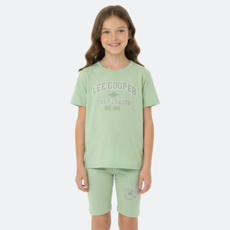 Ensemble fille t-shirt manches courtes et bermuda Gris+Rosatre+Rose+Vert 10 - vertbaudet enfant 