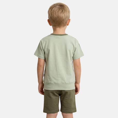 Ensemble t-shirt manches courtes et short garçon Beige+Bleu+Gris+Vert 11 - vertbaudet enfant 