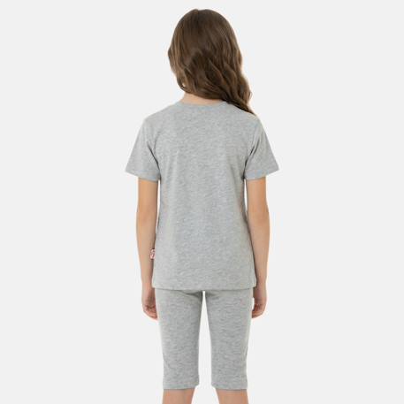 Ensemble fille t-shirt manches courtes et bermuda Gris+Rosatre+Rose+Vert 2 - vertbaudet enfant 