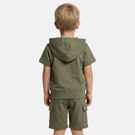 Ensemble garçon t-shirt manches courtes zippé et short Beige+Bleu+Kaki+Marine 8 - vertbaudet enfant 