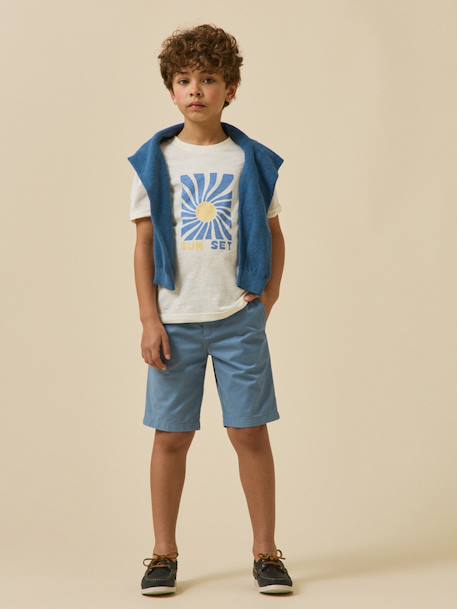 T-shirt imprimé garçon - coton biologique Ecru+Indigo+Terracotta 5 - vertbaudet enfant 