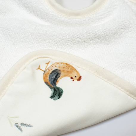 Bavoir à nouer en coton gallina Écru – motif poules champêtre 5 - vertbaudet enfant 