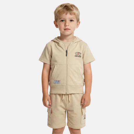 Garçon-Ensemble-Ensemble garçon t-shirt manches courtes zippé et short