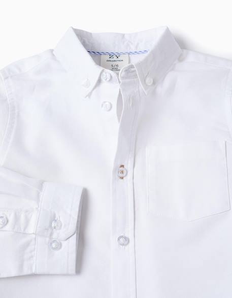 Chemise en coton Blanc+Bleu clair 4 - vertbaudet enfant 