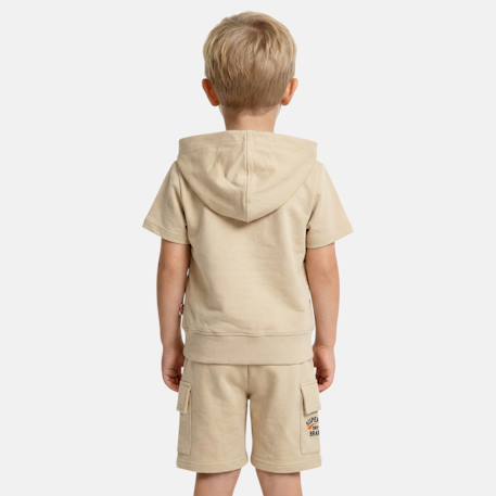 Ensemble garçon t-shirt manches courtes zippé et short Beige+Bleu+Kaki+Marine 2 - vertbaudet enfant 