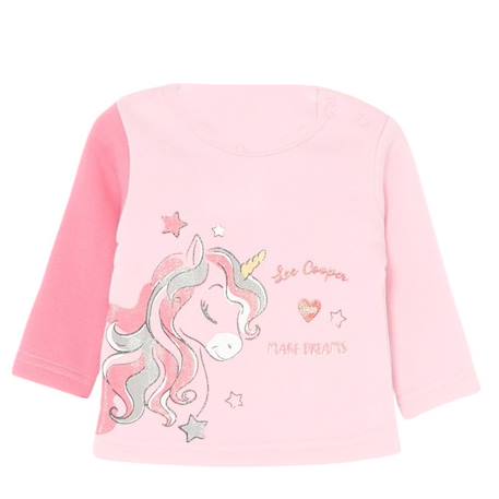 Ensemble t-shirt et pantalon avec la veste à capuche    fille imprimé logo col rond Rose 2 - vertbaudet enfant 