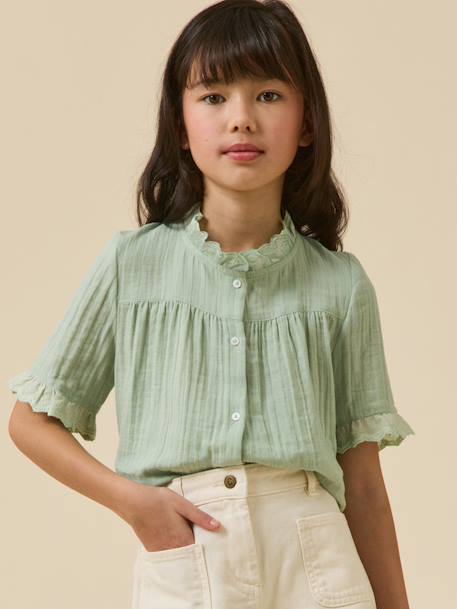 Chemise  en gaze - coton biologique Amande+Ecru 6 - vertbaudet enfant 