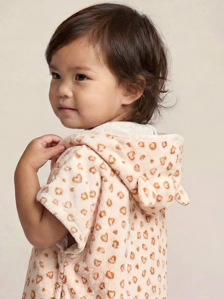 Poncho de bain bébé Animaux, avec coton recyclé blanc imprimé+rayé bleu 6 - vertbaudet enfant 