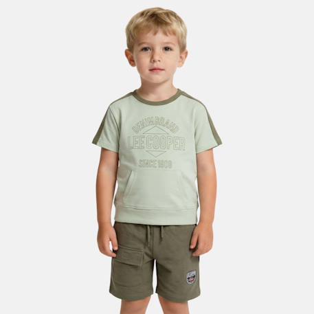 Ensemble t-shirt manches courtes et short garçon Beige+Bleu+Gris+Vert 10 - vertbaudet enfant 