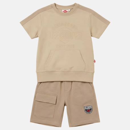 Ensemble t-shirt manches courtes et short garçon Beige+Bleu+Gris+Vert 3 - vertbaudet enfant 
