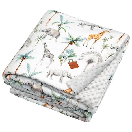 Grand plaid couverture réversible en minky safari Safari, vert, gris, blanc 2 - vertbaudet enfant 