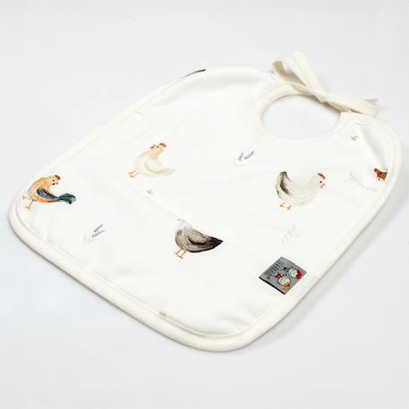 Bavoir à nouer en coton gallina Écru – motif poules champêtre 4 - vertbaudet enfant 