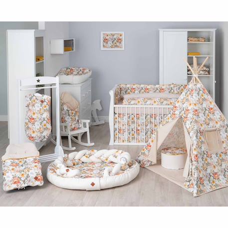 Cocon bébé matelassé - nid réducteur de lit néo vintage Néo vintage imprimé floral, beige, blanc 5 - vertbaudet enfant 