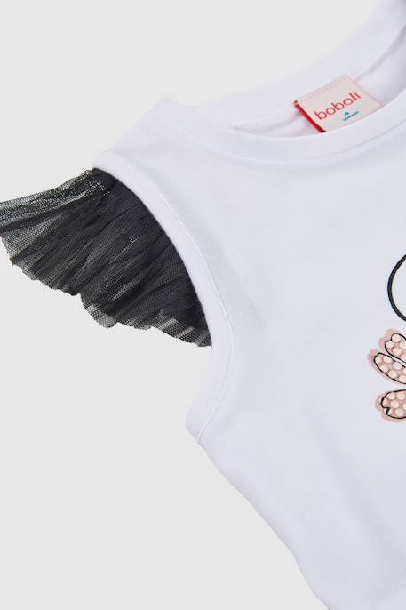 T-shirt fille coton  imprimé Blanc 3 - vertbaudet enfant 